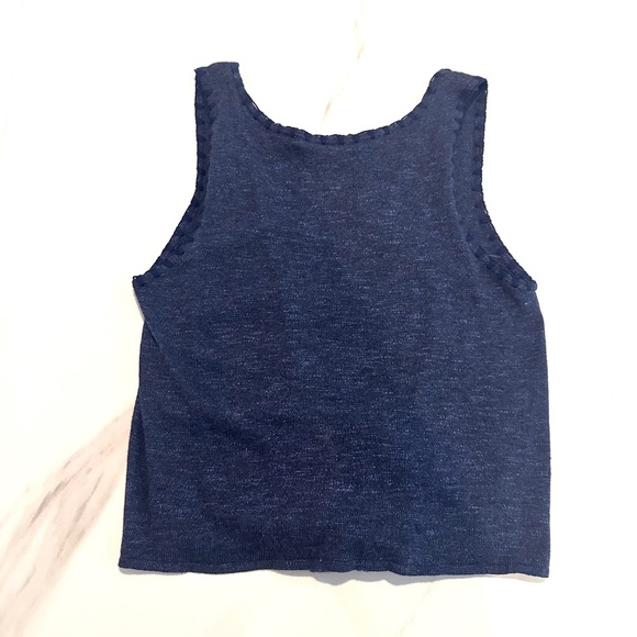 NWT! ALICE + OLIVIA BLUE COTTON JACINDA TIE FRONT TANK TOP XS - Picture 4 of 8